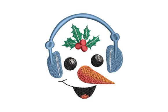 Snowman Face with Headphones: A Modern Holiday Stitch